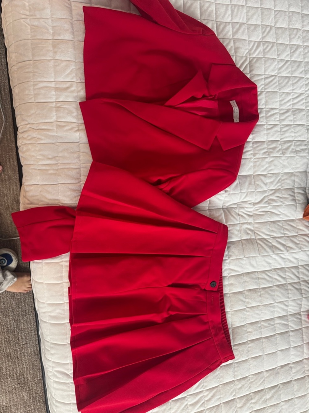 Red Two-Piece Skirt Set